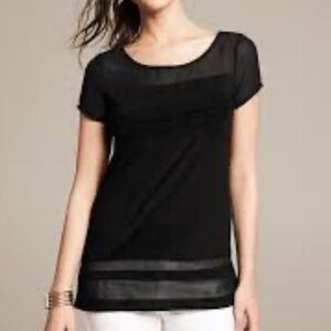 Banana Republic Sheer Panel Top Short Sleeves Size XS